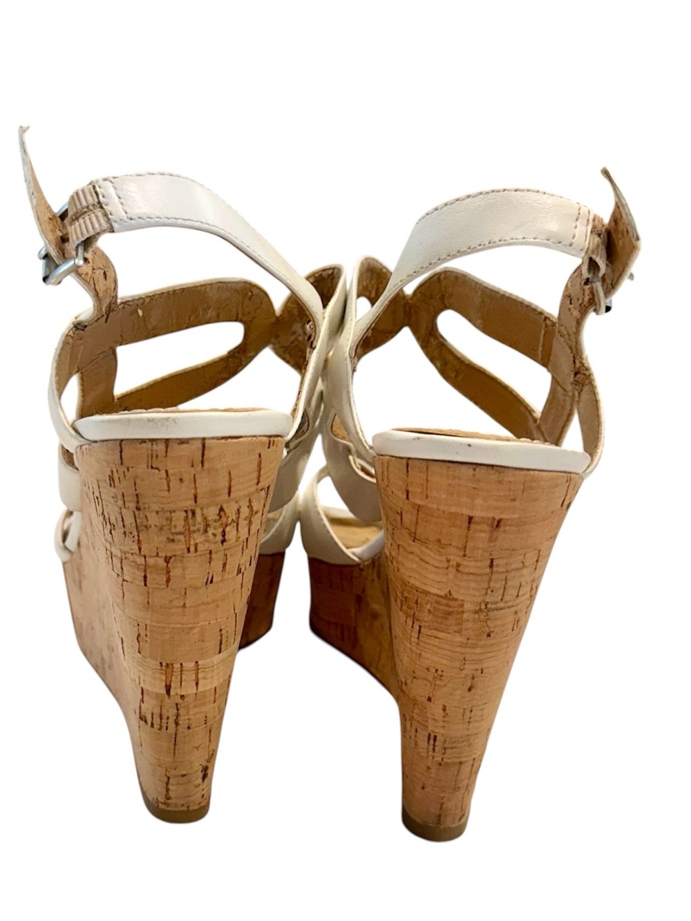 Nine West Ivory Strappy Cork Wedge Sandals - Size: 8 - Picture 5 of 11